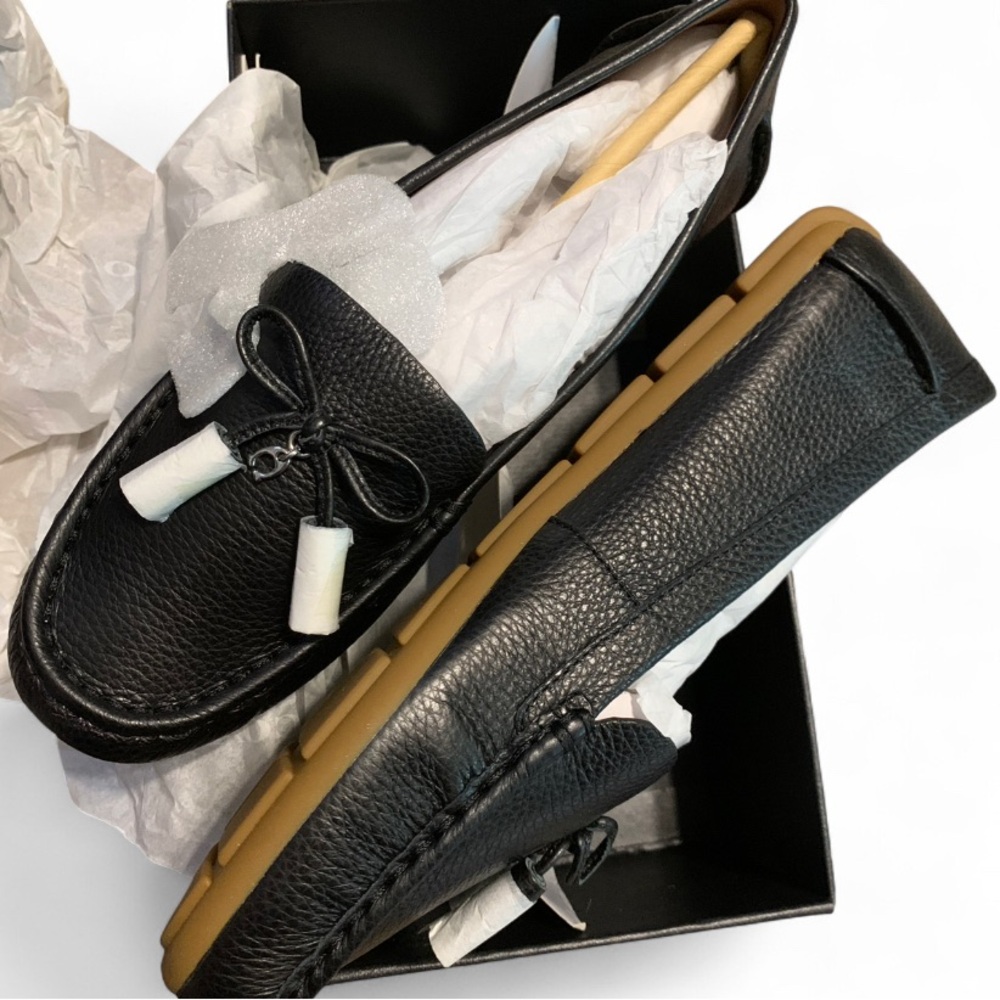 COACH Minna Solid Black Leather Moccasin Driver Loafer Tassel Size 8.5 (S746) - Picture 4 of 11